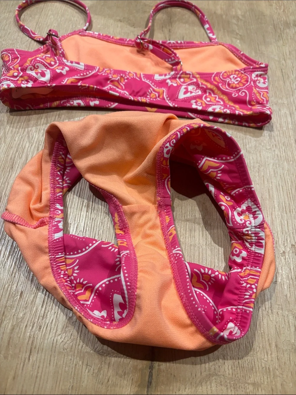 Hobie Girls Pink and Orange Paisley Two-Piece Swim Bikini
